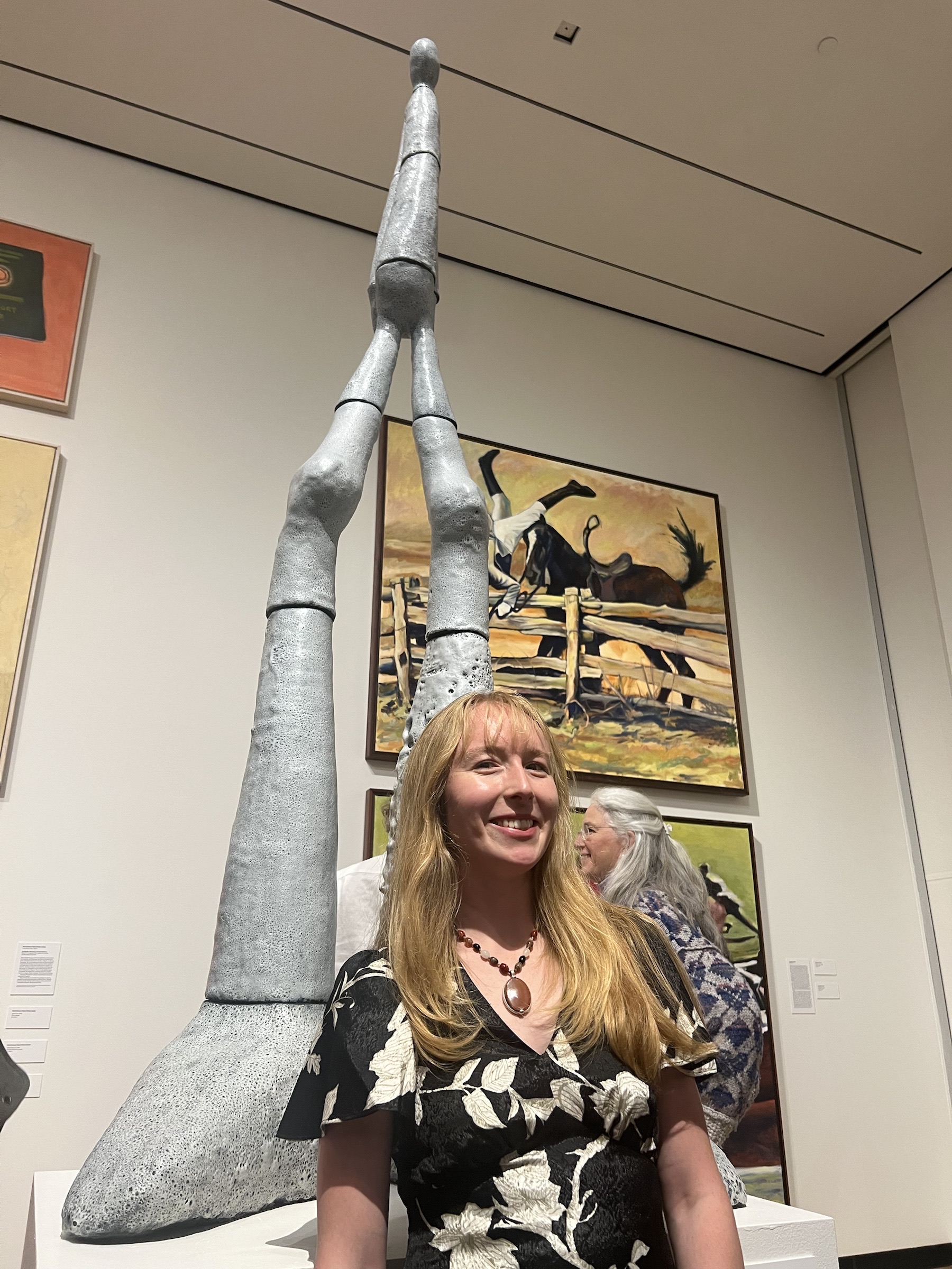 Ellana Glassner visiting a sculpture exhibition